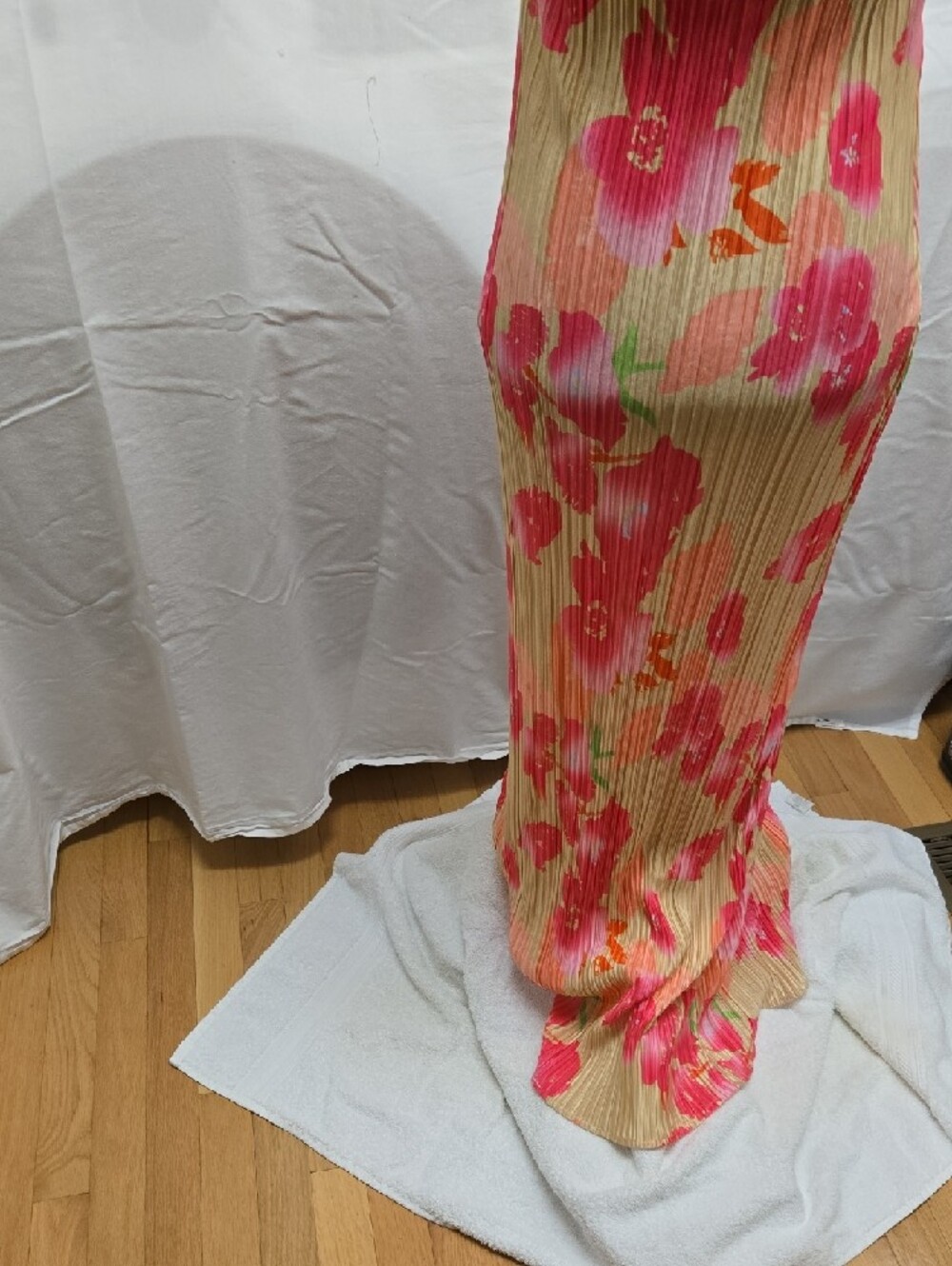 Strapless Pink Floral Pleated Maxi Dress - Picture 5 of 5